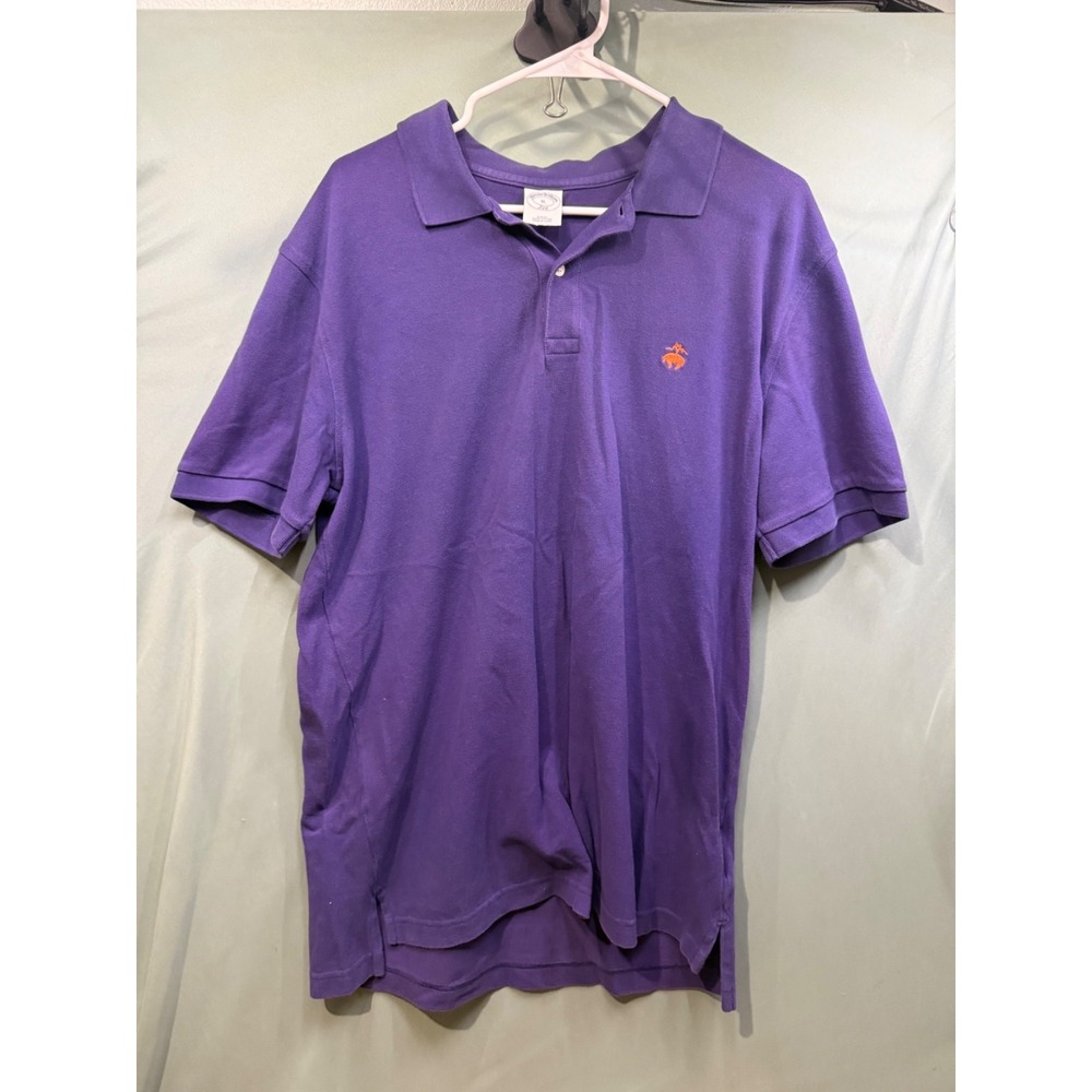 Brooks Brothers 346 Purple w Orange Logo 100% Cotton Polo Shirt XL